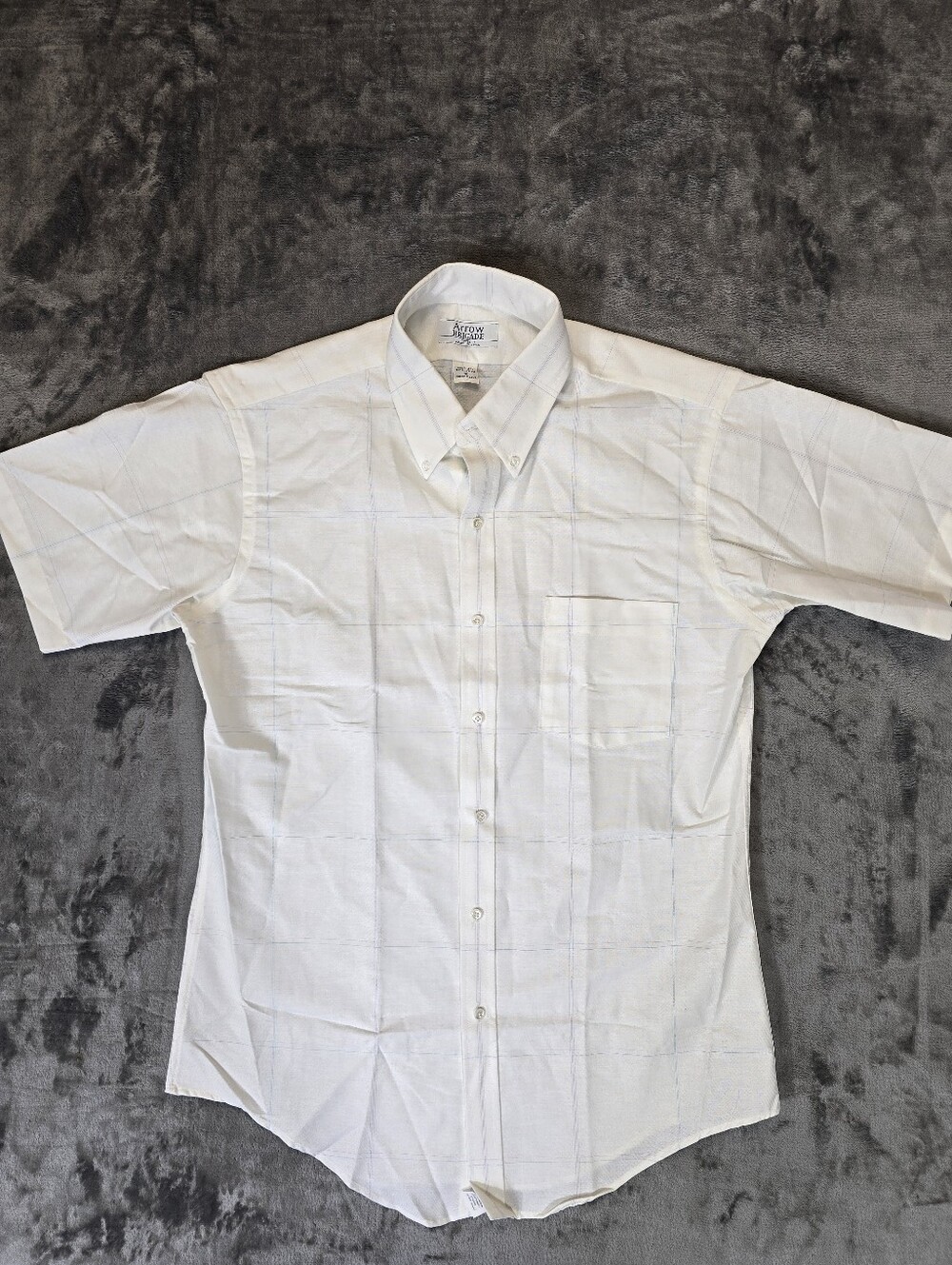 Vintage Arrow Brigade Short Sleeve Button Up Shirt Size 16 Large White Striped